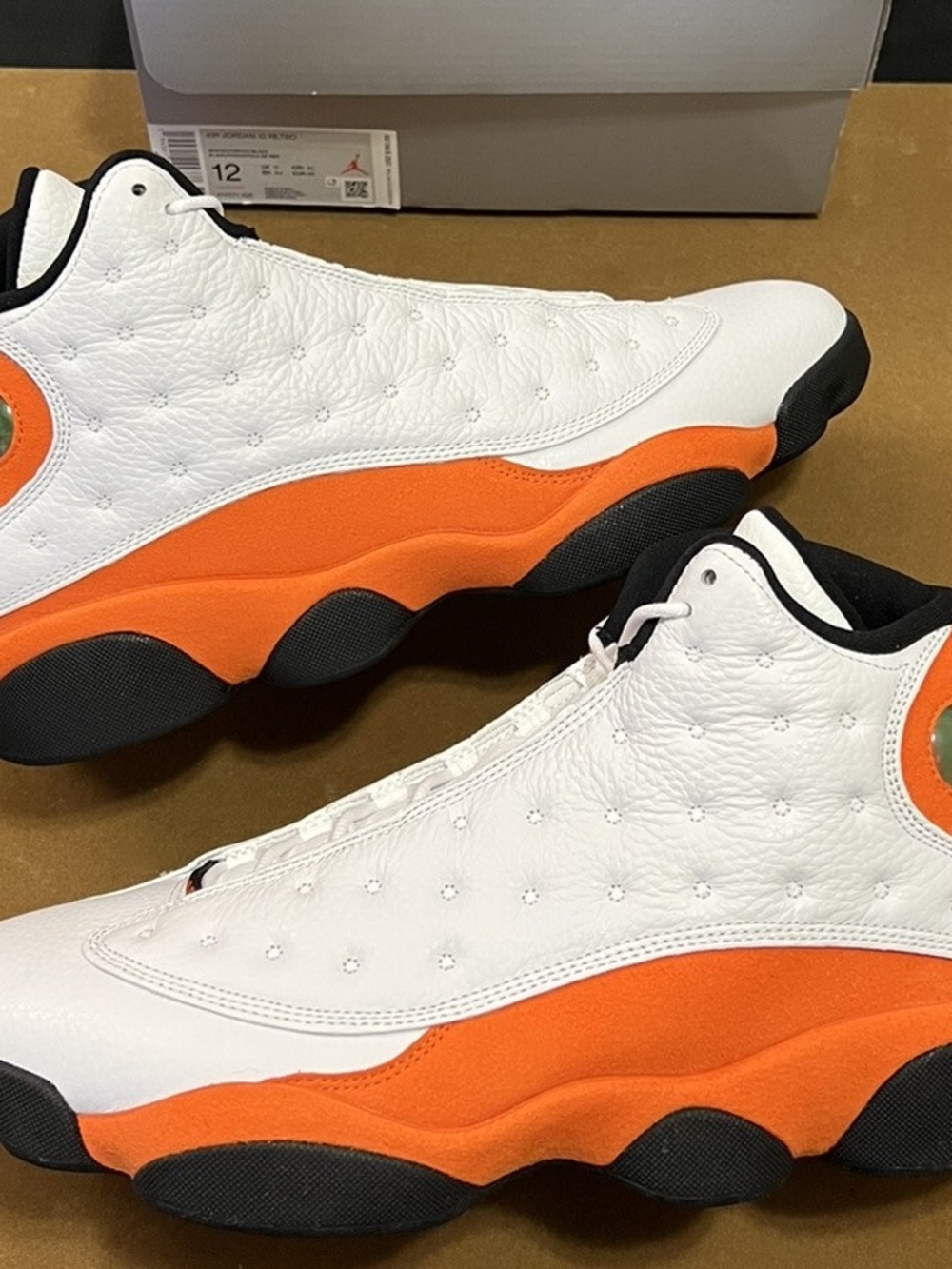 Jordan Men's White and Orange Leather Basketball Sneakers